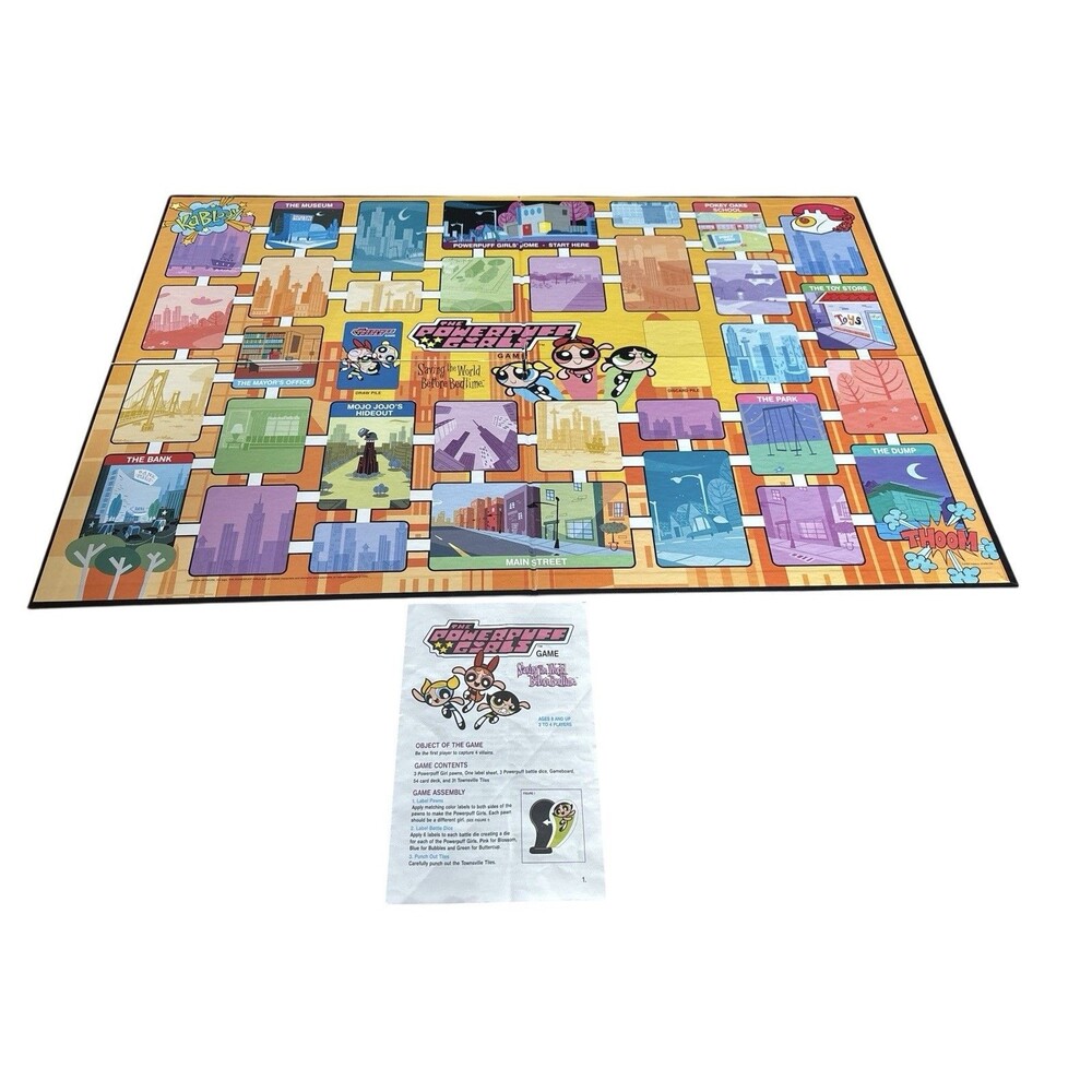 Vintage 2000 The Powerpuff Girls Board Game Replacement Board & Instructions